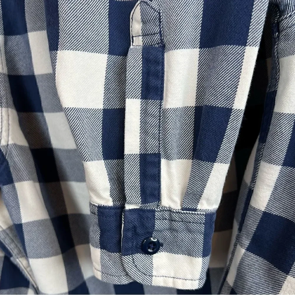 J.Crew Sportmen's Outfitter Long Sleeve Button Up Shirt Blue & White Men's Small
